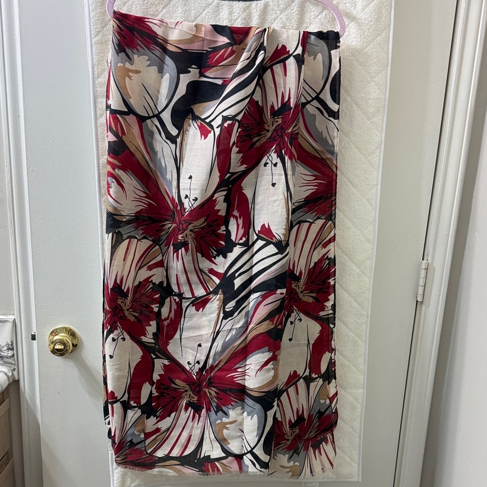 Floral Red and Black Scarf